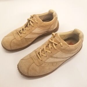 Sketchers 2980 Womans Size 8 Scooters Retro Suede 2 Tone Tan Sneaker Lace Up